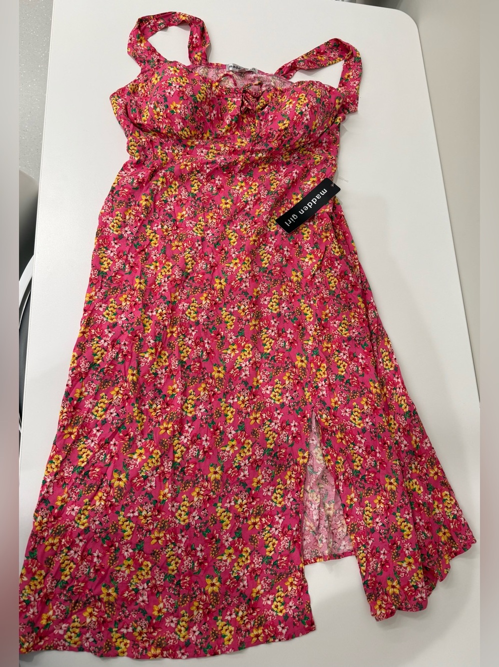 Madden Girl Pink Floral Midi Dress – Size 1X – NWT 🌸